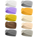 10 Pcs Wide Absorbent Sport Headbands for Women, Non-slip, Stretchy, Soft Cotton Twist Knotted Hair Bands for Daily Workout Yoga Running Sports, AB