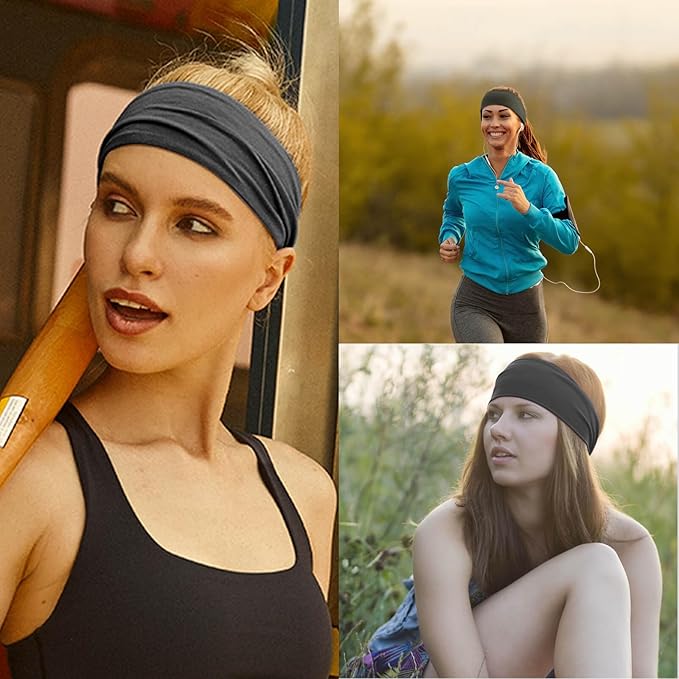 DRESHOW Yoga Sports Headbands for Women Elastic Non-Slip Headbands Workout Running Hair Bands 6 Pack