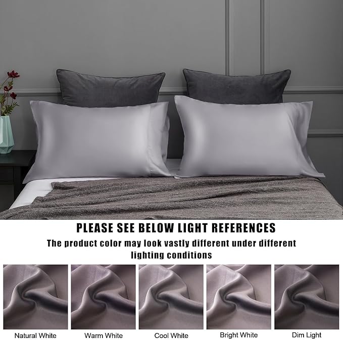 TELUS Pillow Cases King Size 2 Pack, Bamboo Rayon Cooling Pillowcases with Envelope Closure, Cool Breathable Pillow Case for Hot Sleepers & Night Sweats, 20x36 inches, Dark Grey