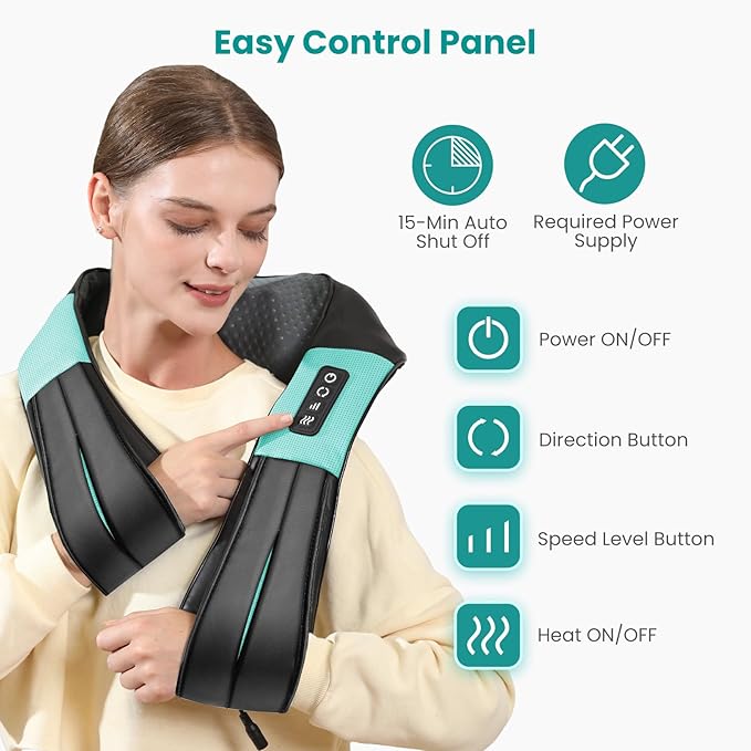 Nekteck Shiatsu Neck and Back Massager with Soothing Heat, Electric Deep Tissue 3D Kneading Massage Pillow for Shoulder Leg Full Body Muscle Pain Relief, Car Office and Home Use