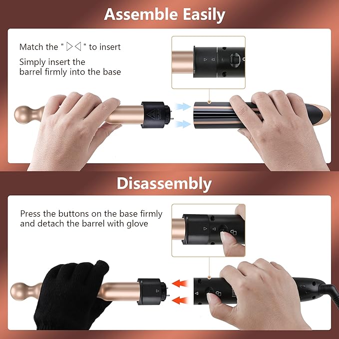5-in-1 Interchangeable Curling Iron Set - Instant Heat-Up, Ceramic Wands (0.35-1.25 Inch), Beach Waver for Short and Long Hair Styling
