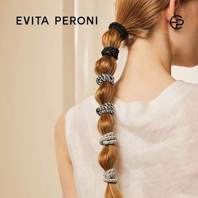 EVITA PERONI Hair Ties 12 Pcs Set, High Elastic Ponytail Holders, Hair Ties No Damage, Elastic Ties for Thick Hair Women Men, Gifts for Mother Sister Girlfriend (Stone Taupe)
