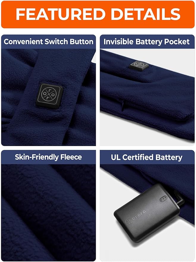 ORORO Heated Scarf, Up to 12 Hours of Warmth, Heated Neck Warmer with Rechargeable Battery