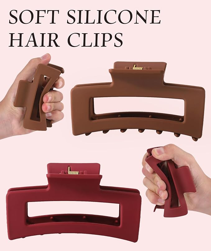 4Pcs Cloud Claw Clips for Women, 4.2 Inch Non-Slip Strong Hold Hair Claws, Unbreakable & Durable TPEE-Silicone Blend, Large Bendable Cozy Hair Clip for Thin/Thick/Curly Hair, All-Day Comfort