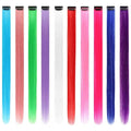 Colored Hair Extensions, Clip in, 22 Inch Long Straight, 10 Pieces Colorful Set, for Kids Girls Women Highlights Party, Synthetic