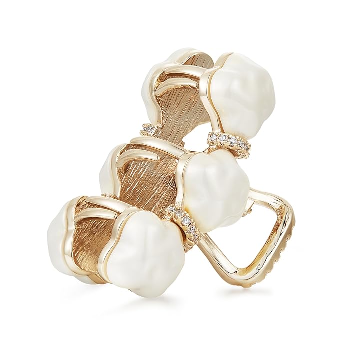 Pearl Hair Claw Clip for women Four-leaf Clover, Artificial zircon surround Double-sided grips Hair Barrette, SHE'S FREE STYLE JUST FOR YOU Sparkly Vintage Hairpin, Pearl Hair Clips for Wedding gift