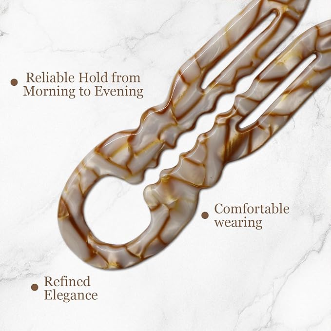 Prestige French Hair Pins - Serrated Anti-Slip Design, Curved Angle for Better Head Fit, New Elegant Hair Accessories for Women, Suitable for All Hair Types（4pcs）