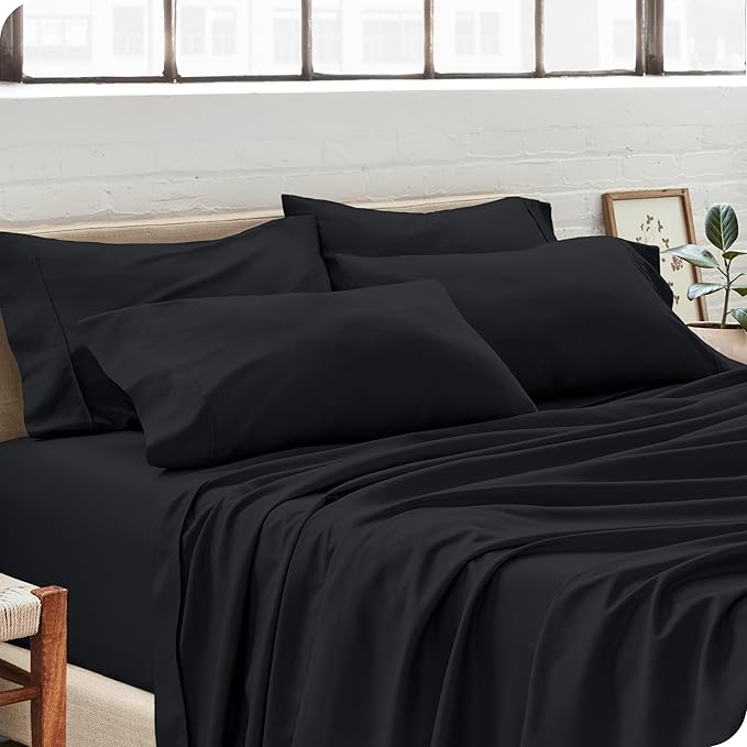 Bare Home 4 Pillowcases - Premium 1800 Ultra-Soft Collection - Bulk Pack - Double Brushed - Hypoallergenic - Wrinkle Resistant - Easy Care (King - 4 Pack, Black)