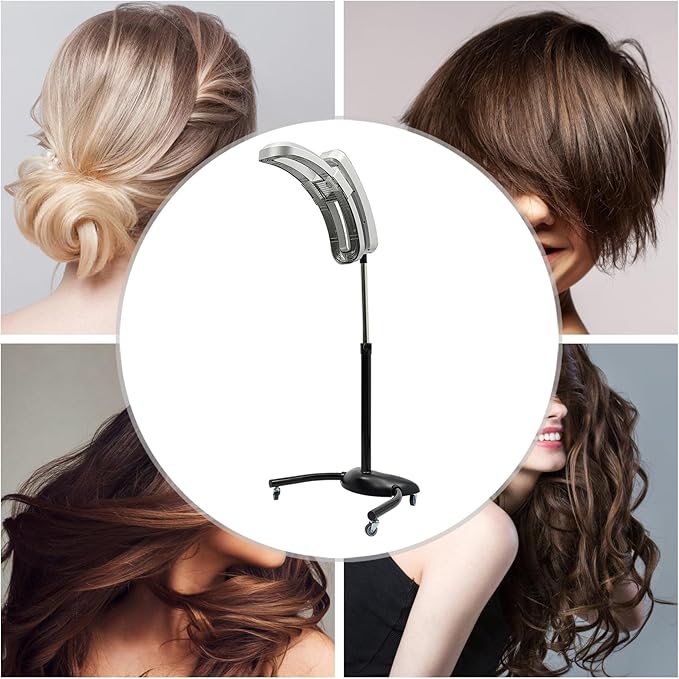 Hair Hydration Steamer, 950W Hair Steamer Adjustable Mist Size and Temperature Freestanding Nano Hair Steamer Anion Hair Color Processor for Salon SPA Barber Shop (Silver)