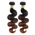 Body Wave Ombre Bundles Human Hair T1B/2/30 Chestnut Brown Ombre Color 2 Bundles of 12 Inch 100% Real Human Hair Unprocessed Raw Material For Quicky Weave