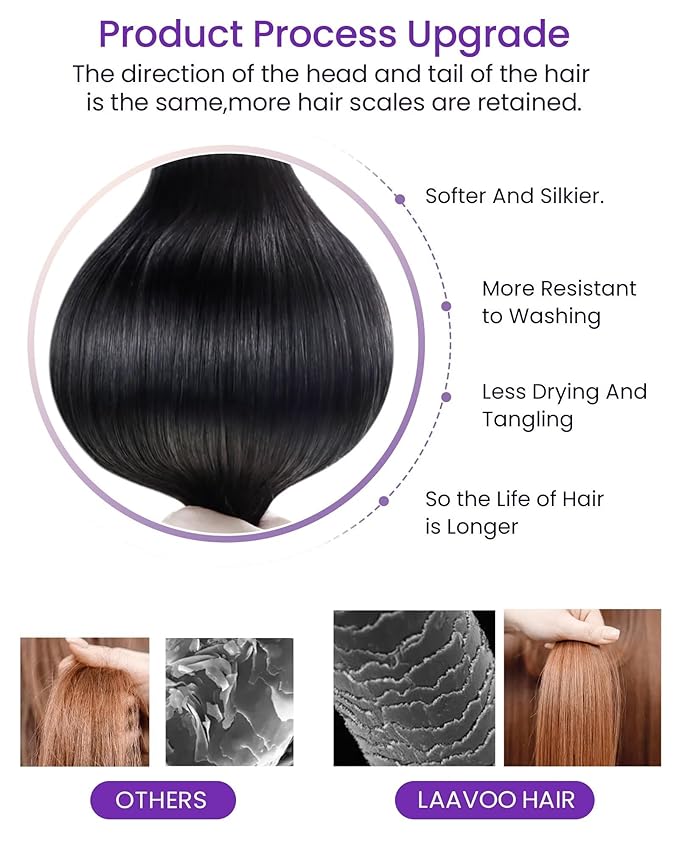LaaVoo Hair Extensions Tape in Ombre Real Human Hair Tape in Extensions Natural Black to Medium Brown Mixed Caramel Brown 24 Inch 20pcs/50g