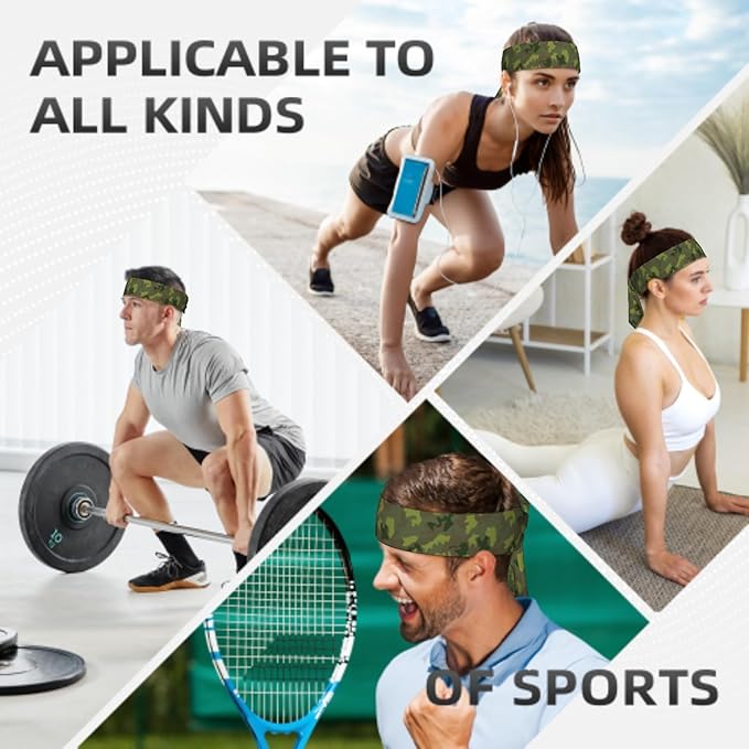 Sports Tie Headband Bandana Running Athletic Sweat Band Elastic Adjustable Sport Head Tie for Men Women Head Ties Ninja Tie Headbands Tennis Sweatbands Soccer Basketball Teams Running Head Band