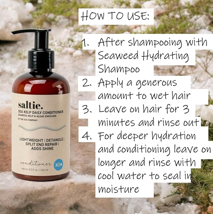 Shampoo and Conditioner Set - Seaweed Hydrating Shampoo and Sea Kelp Daily Conditioner to nourish dry damaged hair, repair and bond damange and reduce frizz