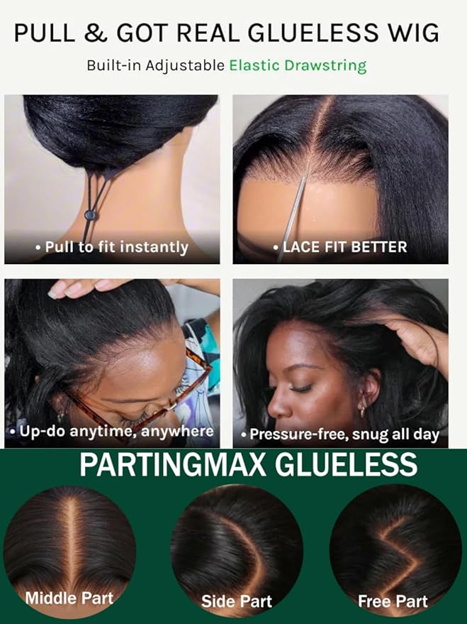 KLAIYI Pre Everything Glueless Layer Side Part Loose Body Wave 13x4 Lace Front Wigs Human Hair Drawstring Curtain Bangs Face framing Pre Bleached Knots Pre Plucked 3S Ready to Put On and Go Wig 26Inch