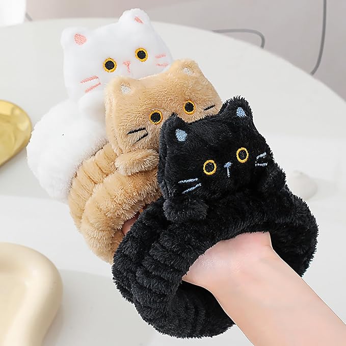 9PCS Cute Cat Ears Spa Headband for Washing Face Makeup Skincare Headband with Wrist Bands, Sleepover Party Supplies for Women/Teen Girl Trendy Stuff Present (9PCS 3D cat)