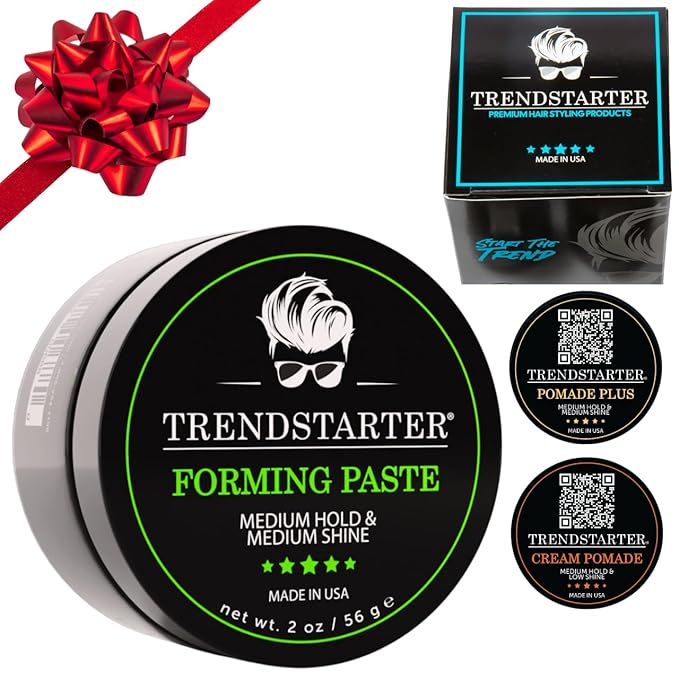 TRENDSTARTER - FORMING PASTE 2oz Travel Size with Free Matte Wax (0.25oz) & Forming Paste (0.25oz) Samples - Gift Box Included - Pomade Gift Set