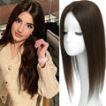 Hair Toppers for Women Real Human Hair, 360° 3D Human with Thinning Upgrade Middle Part Clip in Bangs Topper Hair Pieces for Women Daily(Mocha Brown, 18 Inch-3D-Side)