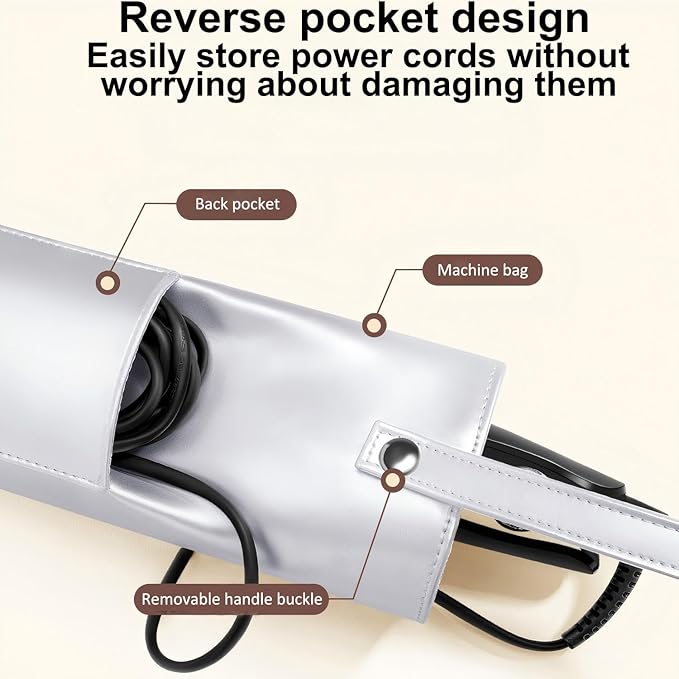 BUBM Hot Iron Holder & Mat, Heat Resistant Hair Tools Travel Bag Portable Organizer Cover Pouch for Curling Irons, Flat Irons, Hair Straightener and Styling (Silver)