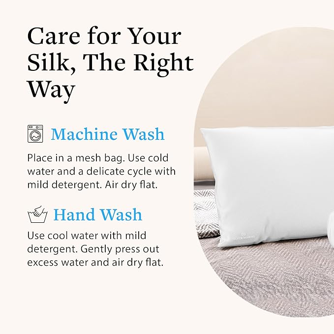 White Silk Pillow Case, Fits Standard Queen Pillow, 100% Mulberry Silk Pillowcase 22mm, 6H High-Grade Fibers, 100% Silk Pillowcase for Healthy Skin & Hair