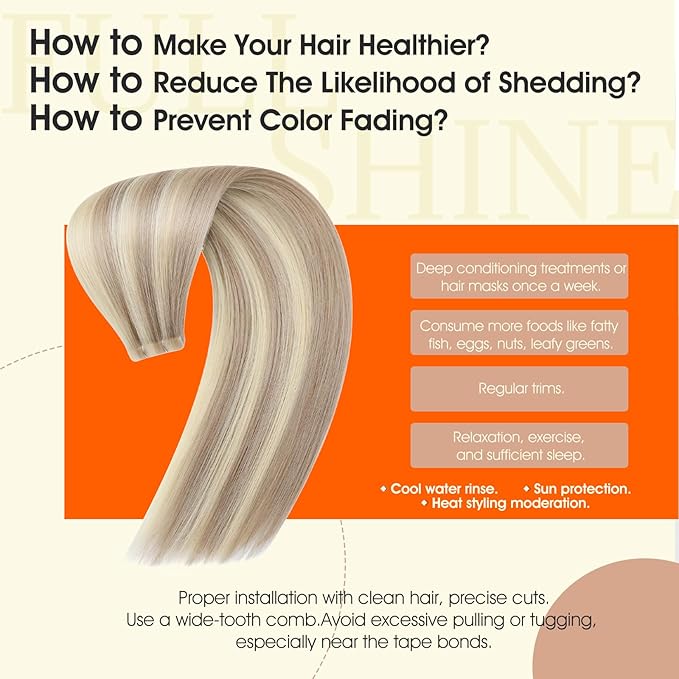 Full Shine Intact Tape Extensions Human Hair Remy Tape in Hair Extensions Color 18 Ash Blonde Highlight 613 Blonde Injection Invisible Skin Weft 20Inch Brazilian Extension Add Length 50G 20Pcs