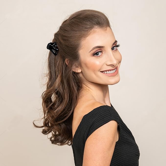 4cm Black Octopus Claw Clips Strong Grip Small Medium Hair Clips With Teeth Non-slips Medium Flat Round Hair Claw Clips for Women and Girls Thin toThick Hair Holder Pony, Half Bun, Styling.