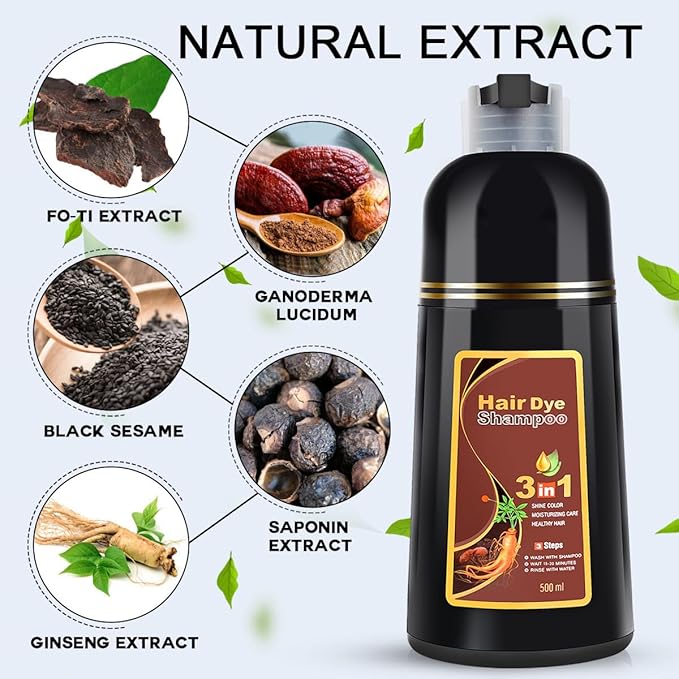 cosmpro Brown Hair Dye Shampoo for Gray Hair Coverage Hair Color Shampoo Herbal Hair Dye Shampoo 3 in 1 for Men and Women, Instant Color Shampoo Hair Shampoo Champu Con Tinte Para Canas (Brown)