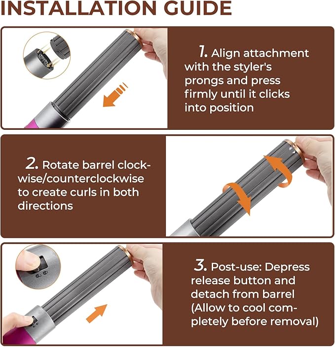20mm/0.78" Long Barrel Attachment for Dyson Airwrap Compatible - Adjustable Bidirectional Curling, Heat-Resistant Material, Instant Use for Voluminous (Curling Iron 20mm)