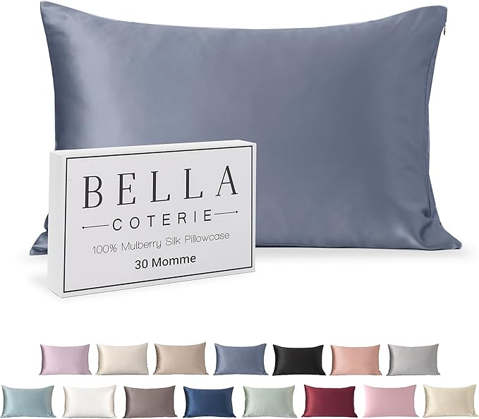 Bella Coterie Luxury Silk Pillowcase for Hair and Skin | 30 Momme | 100% Pure 6A Mulberry Silk | Super Soft | Perfectly Plush [Standard, Cobalt]