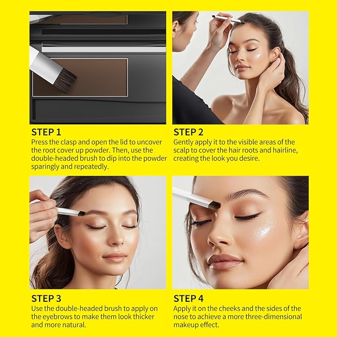 SEVICH Root Touch Up Hair Color Powder with Mirror & Brush – Instant Gray Hair Cover Up, Waterproof Sweatproof Formula, Natural Finish for Hairline & Bald Spot, 48H Long Lasting, Dark Brown