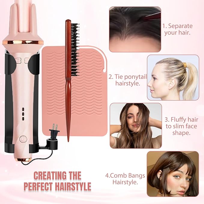 Curling Iron Holder Wall Mount and Resistant Silicone Mat Pouch, Hair Styling Tool Storage Razor Holder for Hair Straightener Curler Hot Hair Tools, Curling Accessories