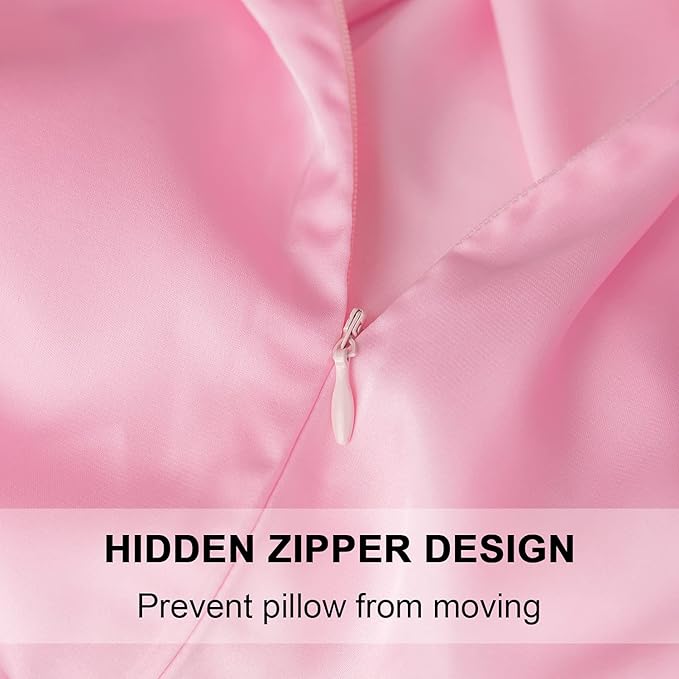 Mulberry Silk Pillowcase for Hair and Skin,Standard Size Cooling Silk Pillow Case with Hidden Zipper,Allergen Proof Dual Sides Soft Breathable Smooth Silk Pillow Cover for Women(Queen,Pink)