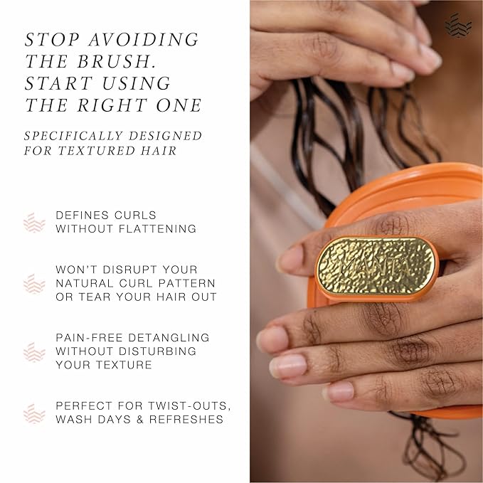 Manta Curls Anti-Breakage Hairbrush – Detangling Brush for Curly & Afro Hair, Gentle Wet & Dry Hairbrush for Women, Soft Teal