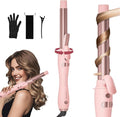 Extra-Long Barrel Rotating Curling Iron with Short Clamp, Automatic Curling Iron 1 Inch Creates Loose Curls – for Medium and Long Hair, High Heat 410°F, Instant Heat up, Double Ceramic, Dual Voltage