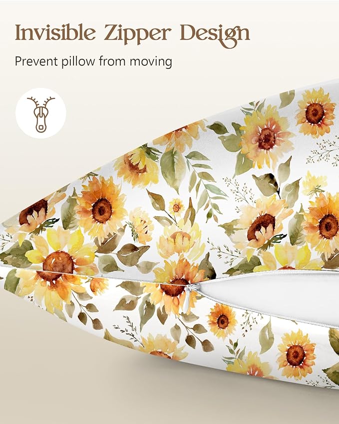 2 Pack Mulberry Silk Pillowcase for Hair and Skin - Standard Size 20 x 26 Inches with Hidden Zipper Sunflower 19 Momme Soft Sleeping Silk Pillow Case for Women, Moms