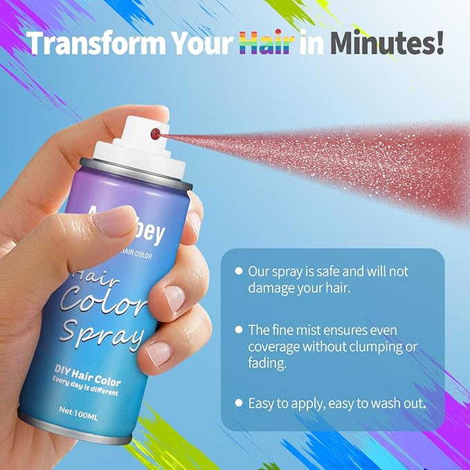 Halloween Hair Spray,Temporary Hair Color Spray for Women Kids Men,Washable Hairspray,Colored Hair Spray,Color Hairspray for Halloween,Party,Cosplay,Christmas Day (03#Red)