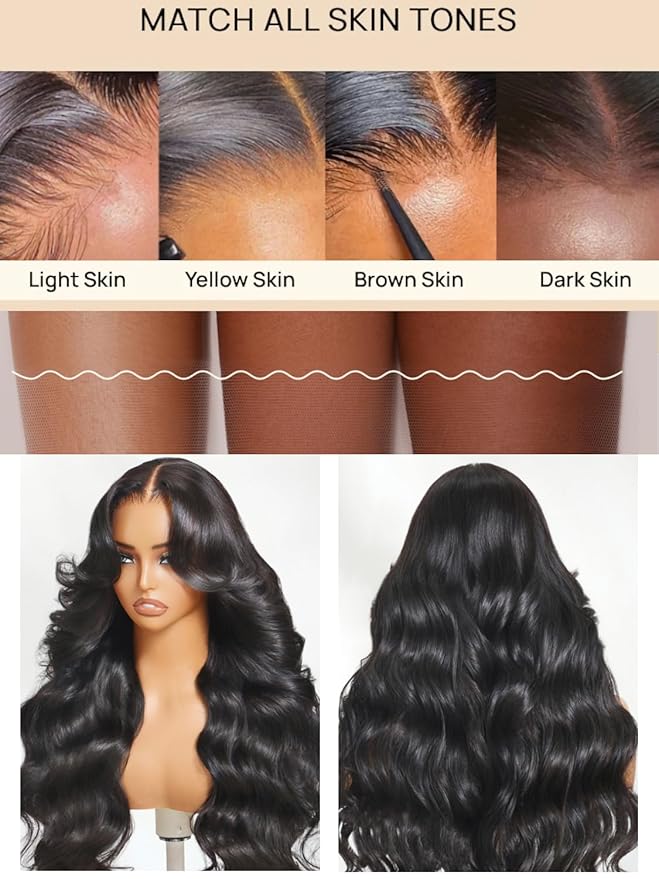 Julia Hair 13x4 Pre-Everything™ Loose Body Wave Human Hair Wig HD Lace Frontal Glueless Wig with Drawstring Face Framing Curtain Bangs Frontal 3D Body Wave Wig for Black Women Put On and Go 22 Inch