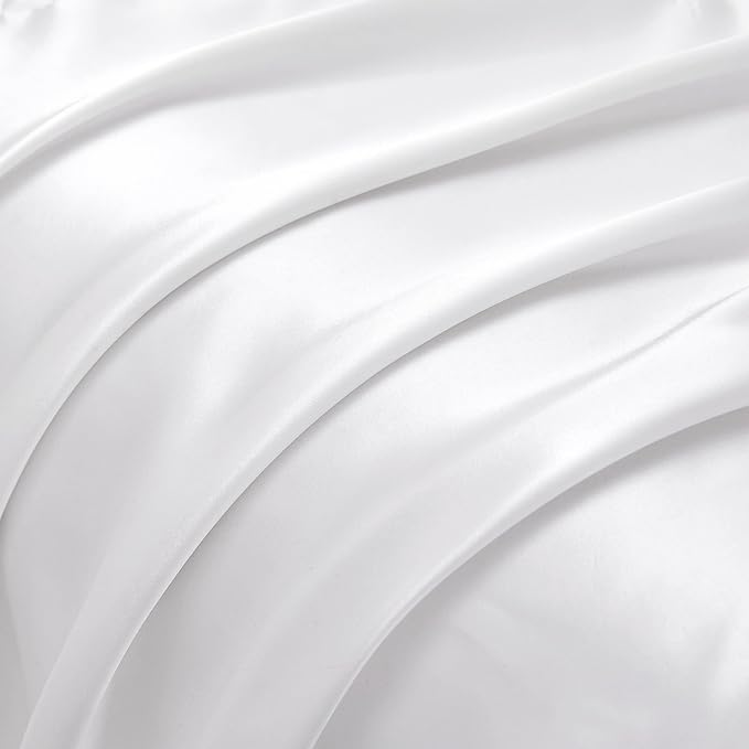White Satin Pillowcases Queen Size Set of 2 for Hair and Skin,White Silk Pillowcase Breathable Pillowcase with Envelope Closure