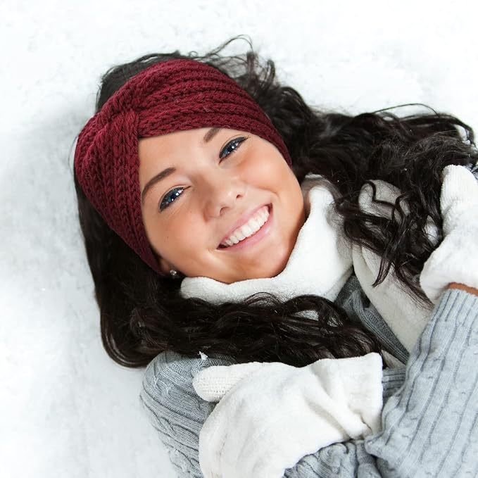 DRESHOW Knit Crochet Headband for Women Ear Warmer Soft Turban Stretch Warmer Headbands Winter Fashion Head Wrap
