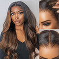 Julia Hair Bye Bye Knots Glueless Wig Highlight Balayage Brown Body Wave 7x5 Pre Cut HD Lace Front Wigs Human Hair Pre Plucked Bleached Knots Pre Everything Ready To Go Ombre Wig 24 Inch