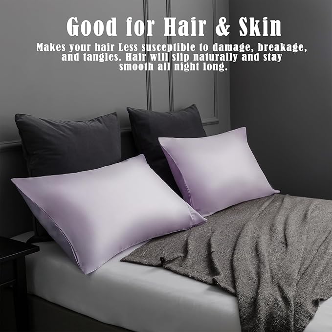 TELUS Pillow Cases King Size 2 Pack, Bamboo Rayon & Lyocell Pillowcase with Envelope Closure, Cooling Breathable Pillow Cover for Hot Sleeper & Night Sweats, 20x40 inch, Light Purple
