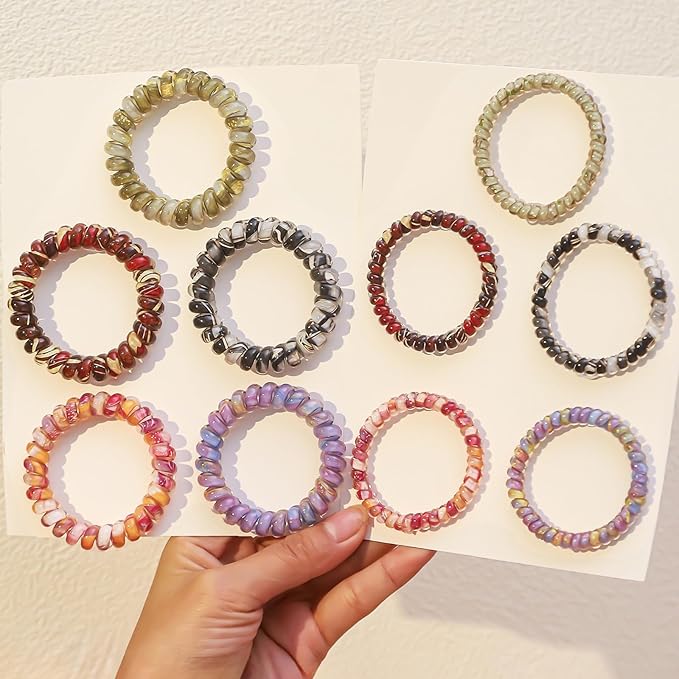 Spiral Coil Hair Ties for Women - No Damage Elastic Hair, Stretchy Phone Cord Hair Bands for Thin & Thick Hair 10-Pack, Assorted Colors -Gifts for Family Member and friends Women SP-6