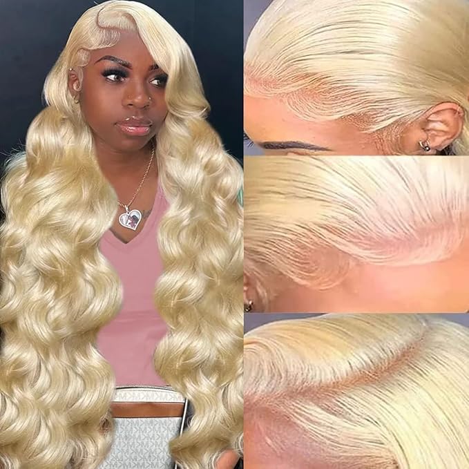 613 13x6 Lace Front Wig Human Hair 30 Inch 200 Density 613 Wig HD Transparent Lace 613 Human Hair Wig Body Wave Blonde Lace Front Wigs for Women