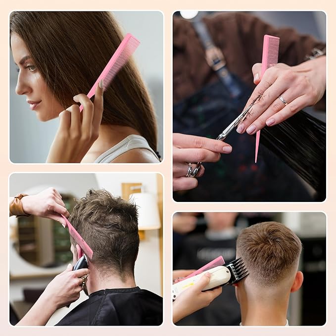 Rat Tail Comb 2Pcs Rat Combs for Women, Fine Tooth Parting Tip Carbon Fiber Root Teasing Anti Static Hair Comb, for Styling （Black,Pink ）