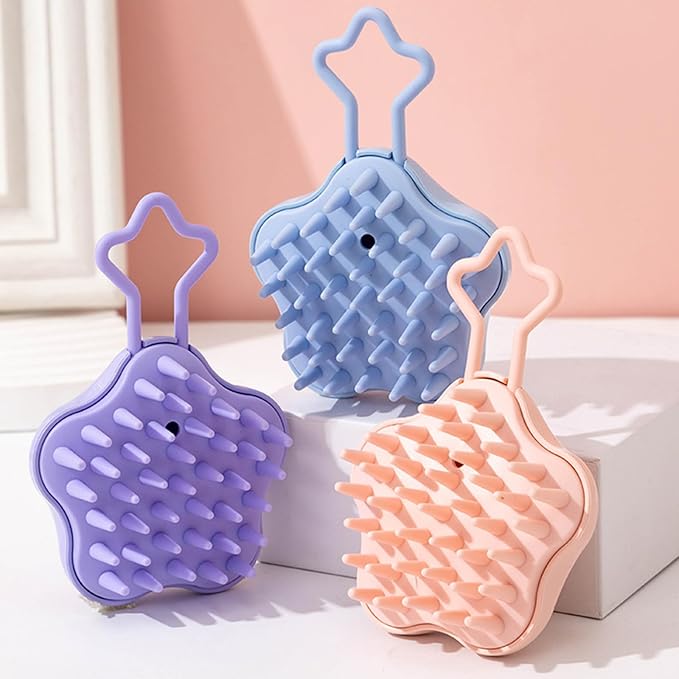 Silicone Scalp Massage Hair Washing Brush Wet and Dry Shampoo Brush Body Scrubber Bath Head Massage Brush