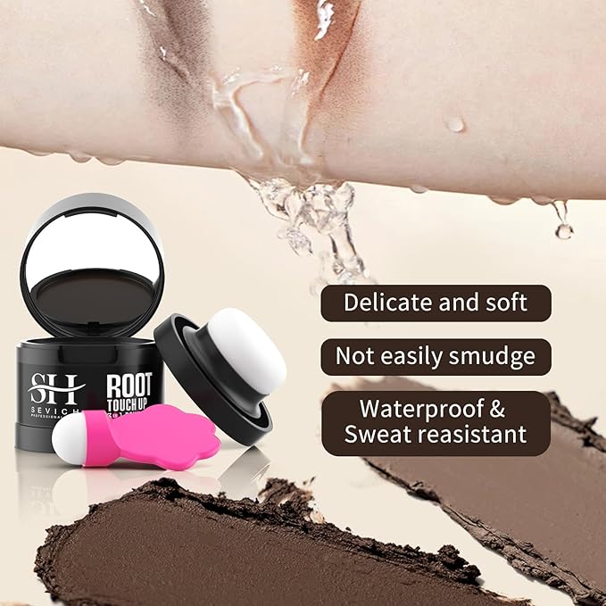 Sevich Hairline Powder 2.0，Instantly Conceals Hair Loss, Root Touch up Powder, Hair Shadow Toppers for Women & Men Thinning Gray Hair, Windproof & Sweatproof, 48H Makeup Lasting, Black