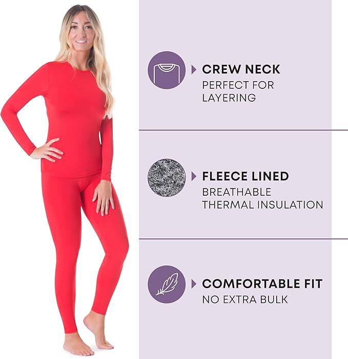 Rocky Thermal Underwear Women Long Johns Womens Thermals Top Bottom Set Fleece Lined Under Wear Clothes Base Layer Thermals