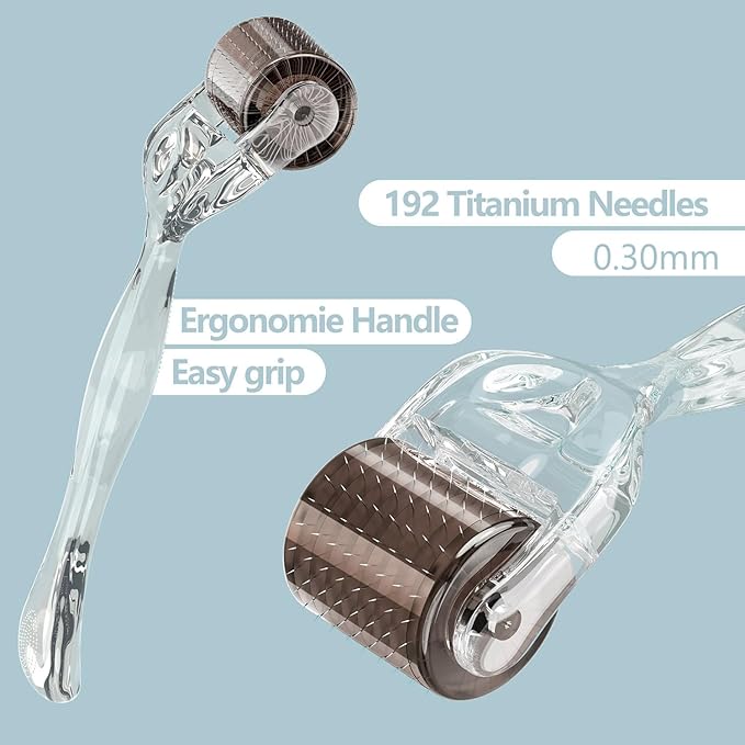 Derma Roller 0.30mm Titanium 192 Micro Needles Face Beard Dermal Roller (Crystal)