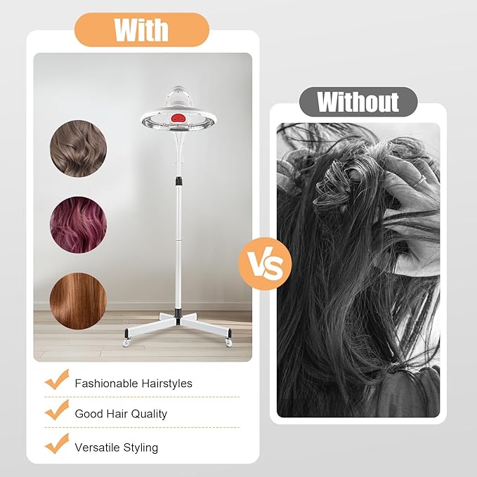 3-in-1 Orbital Rotating Hair Processor - 950W Infrared Hooded Dryer Steamer with with Adjustable Height and Wheels for Perm Styling, Hair Care Station for Salon Home Use