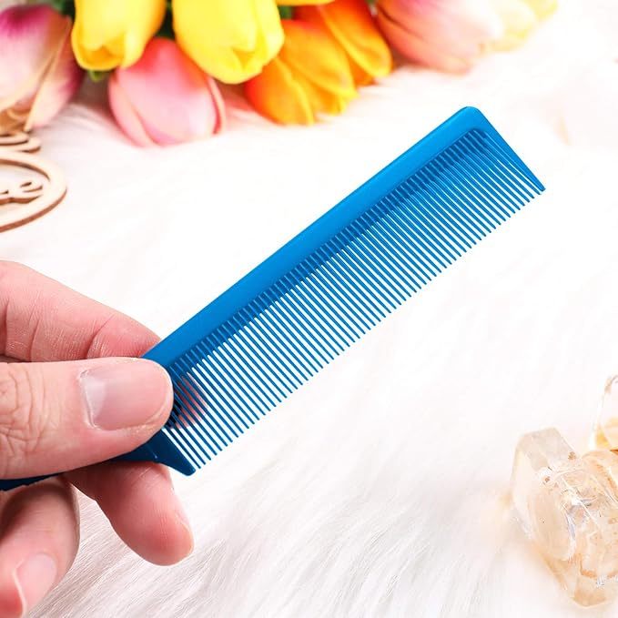 Leinuosen 3 Packs Rat Tail Comb Steel Pin Rat Tail Carbon Fiber Heat Resistant Teasing Combs with Stainless Steel Pintail ()