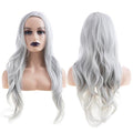 Baruisi Long Wavy Silver Grey Wigs for Women Side Part Natural Looking Cosplay Synthetic Fiber Wig Heat Resistant Replacement Wig